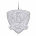 Silver hip hop shield pendant with GBP letters and clear cubic zirconia stones - n834 Silver (with 60cm Chain)