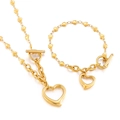 Set di gioielli in acciaio inossidabile dorato con collana a cuore e chiusura a T - Set Cuore Dorato (KS140873-Z)