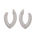 Détails des boucles d'oreilles argentées en U avec pavage de zircons brillants - Argenté