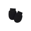 Soft black cotton newborn anti-scratch gloves with elastic ribbed cuffs on white background - Black Glove
