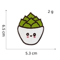 Tabella taglie dettagliata per la toppa ricamata cactus succulento con altezza e larghezza - Stile Di Viaggio Delle Piante 2 (Vaso Di Succulente)