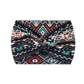Elastic wide headband with colorful Bohemian geometric patterns and twist knot style - 21-Tribal Colorful