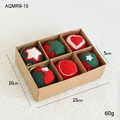 Set of 6 wool felt Christmas tree ornaments in a craft gift box with star and heart patterns - Style J 6Pcs Red Green Christmas Color