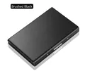 Slim brushed black RFID-blocking stainless steel wallet for business credit cards - 6 Card Slots / Black