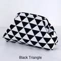 Knitted cloud clutch bag featuring modern black triangle geometric patterns for women - Black and White (Black Triangle Pattern)