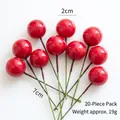 Set of 20 artificial red berries for DIY Christmas tree decoration and holiday crafts - 2cm Red Berries (20 Pcs)