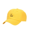 Yellow cotton baseball cap featuring minimalist black smile embroidery for outdoor sun protection - Yellow