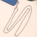 Polished silver beaded phone strap with lobster clasp on light beige background - 6mm Ball Chain Silver / 52g