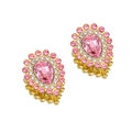 Elegant pink teardrop crystal earrings with rhinestones on a gold alloy base - 20 Pieces Set / Pink