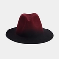 Bicolor fedora hat with burgundy crown and black brim in premium wool felt style - M / Wine Red + Black