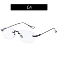 Gafas cuadradas sin montura Y2K con patillas de metal negro y texturas espirales - Negro (Cuadrado)