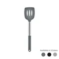 Gray silicone slotted turner with stainless steel handle and hanging hole for storage - Slotted Spatula