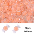 50pcs of 9x17mm candy-shaped acrylic beads with transparent shell and pink core - Pink Orange Transparent Candy (50pcs)
