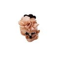 Pink fabric rose flower hair claw clip with black plastic base for elegant hair styling - Champagne