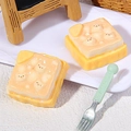 Miniatures de toasts chat en résine sur assiette pour bricolage et déco - Pain d'Ours au Fromage