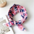 Pink cotton-linen scarf featuring vibrant floral patterns and light silk texture - 28 Cotton - Hibiscus Pink