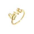 Detailweergave van verstelbare vergulde Love-ring met zirkonia micro-inlegwerk - LOVE Letter Open Manchet / Goud Glanzend