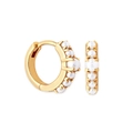 Elegant French style gold pearl hoop earrings for women with S925 silver needle studs - Gold/Pearl