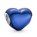 Blue heart-shaped enamel charm with silver core for DIY jewelry bracelets - Blue Heart (028)