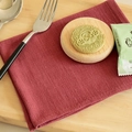 Dark red cotton linen blend table napkin with twill texture and overlocked edges - 30*40cm / Burgundy