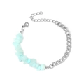 Bracelet bicolore avec pierres naturelles bleu clair et chaîne en acier inoxydable - Bleu Aqua Argent