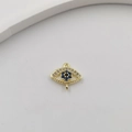 Golden evil eye pendant with blue crystals and clear zirconia stones in a luxury finish - Eye Charm BN0173