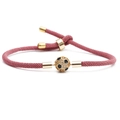 Bracciale da calcio rosa regolabile con ciondolo in cristallo e finiture dorate - Rosa con pallone da calcio