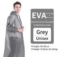 Adult unisex grey semi-transparent EVA hooded raincoat with elastic cuffs - One Size / Thickened Grey (Adult Cuffed Style)