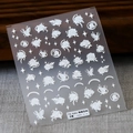 3D white rose and butterfly embossed nail art stickers with pearl chain motif TS-3261 - TS-3261 (Magnificent Flower Island New Relief)