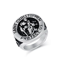 Anillo Saint Christopher para hombre de acero inoxidable retro con relieve grabado - US 10 / Color Acero