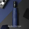 Marineblauer Automatik-Klappschirm mit Vinylbeschichtung für Sonne und Regen - Marineblau (306 Griff)