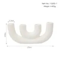 White ceramic 4-slot U-shaped candle holder with minimalist matte finish and curved lines - Unfinished White - 4 Heads Short
