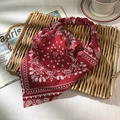 Elastic burgundy paisley bandana headband with vintage cotton pattern for women - Burgundy