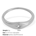 Anello in acciaio inossidabile argento con strass incastonato taglia US 7 5mm - US 7# / Stile Stella Sottile (JZ75) / Argento