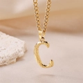 Golden textured letter C pendant necklace with hammered finish on Cuban link chain - Gold Letter C (Pendant Only)