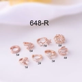 Set de 8 pendientes de aro en oro rosa con circonitas y diversos diseños geométricos - Estilo Estrella (1#) / Oro rosa