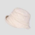 Detailed view of beige cotton canvas sun hat featuring vintage frayed edge design details - M (56-58cm) / Off-white