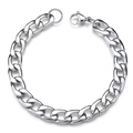 Silver stainless steel Cuban link bracelet with lobster clasp for men and women - 8mm Thin (No Extension Chain) / 21cm
