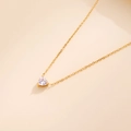 18k gold-plated titanium steel necklace with a clear heart-shaped birthstone pendant - April-Crystal
