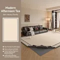Washable chenille area rug in beige and dark gray with non-slip backing for modern living room - Washable Chenille - Modern Afternoon Tea