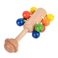 Montessori wooden baby rattle toy with colorful beads in natural wood finish - Colorful Teething Rattle