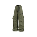 Pantalón cargo verde oliva con bolsillos utilitarios, cintura elástica y bajos ajustables - M / Verde Militar Oscuro