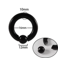 Black stainless steel BCR ring with 10mm thickness and 16mm inner diameter piercing - 10x16x12mm / Black