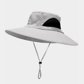 Outdoor wide brim sun hat in light grey quick-dry fabric with breathable mesh and chin strap - M (56-58cm) / Light Gray