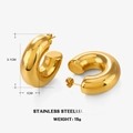 Klobige 18K vergoldete Edelstahl C-Form Creolen mit einem Durchmesser von 3,1 cm - Gold