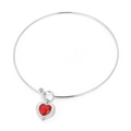 Silver stainless steel choker with a faceted red heart pendant and beaded edges - Silver Red Heart Style (KN233247-Z)