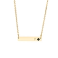 Gold stainless steel bar necklace featuring a small heart engraving and black stone - Black Stone Style (KN202637-KFC)
