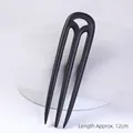 Minimalist black sandalwood hair fork with three-tooth design and 12cm length - U Hairpin - E