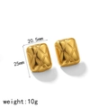 Quilted texture 18k gold square hoop earrings for women, minimalist luxury design style - Quilted Pattern Rectangular Style (TE6879)