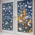 Stickers de fenêtre de Noël blancs avec Père Noël, rennes et flocons sur une vitre - Lot de 5 BQ(422-426)